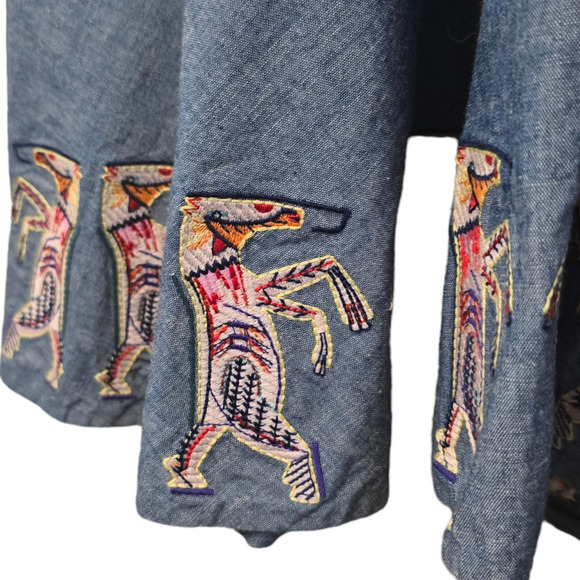 Elle Sasson Betty Sleeveless Shirtdress blue horses abstract size 40 8 medium - Picture 3 of 9